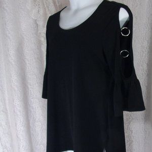 Jm Collection Black Cold Shoulder Knit Top Size XL NWOT